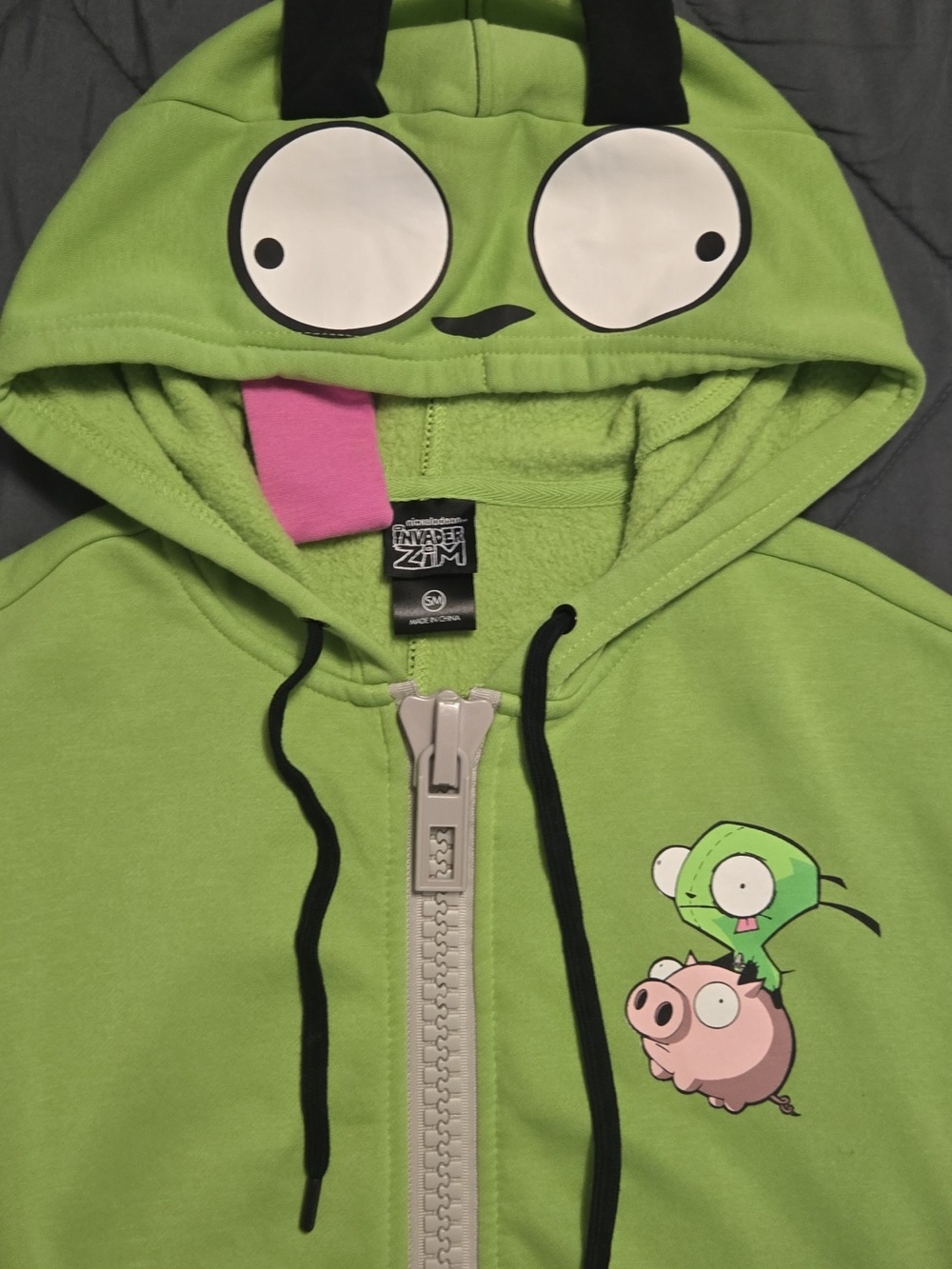 Hot Topic Invader Zim GIR Pig Zip Hoodie Cosplay Size Small.